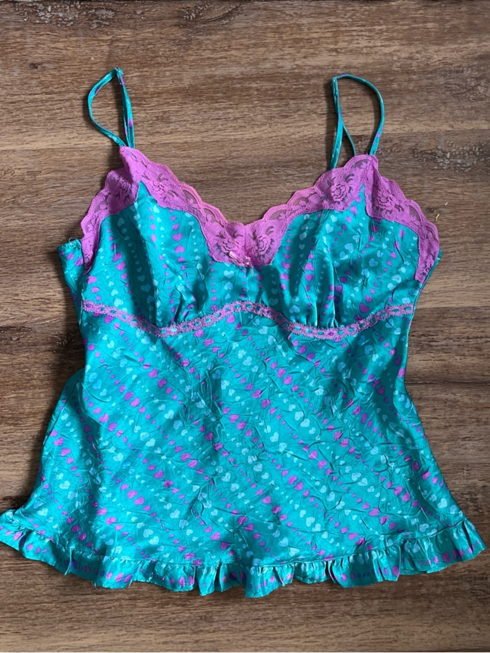 Candie's Teal Camisole with Purple Heart Print